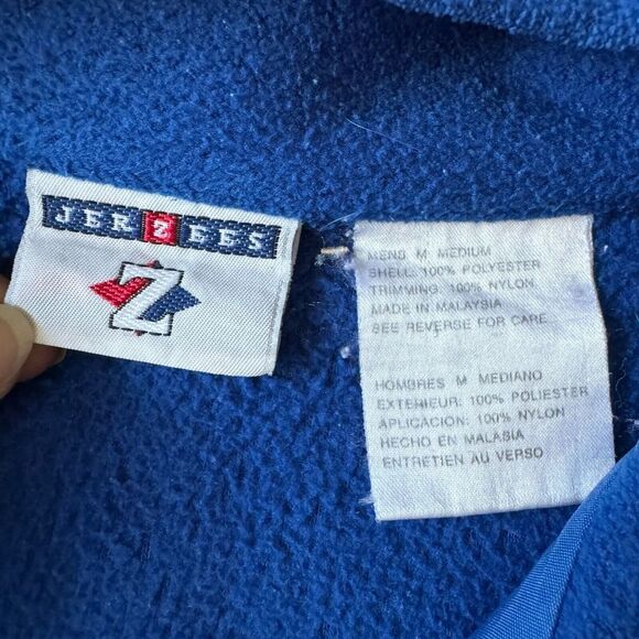 Jerzees Jacket Mens Medium Blue Fleece‎ Full Zip Mock Neck Ski Outdoor Holiday - Picture 3 of 10